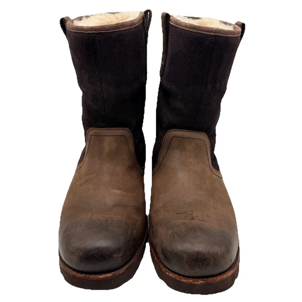 UGG Boots Men's Sz 9.5 Brown Waterproof Leather Sheepskin Lined Treadlite Snow